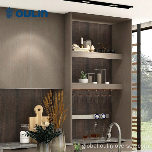 Frosted Glass Kitchen Cabinets Brown high-end kitchen customized for sale kitchen cabinets Factory